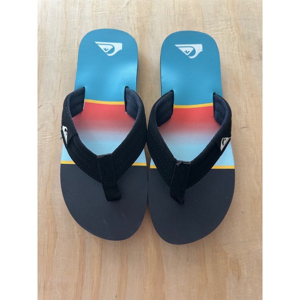 Quiksilver Moncata Layback Flip Flops Mens Size 6 Blue Red Black CQ10084Y-BRD